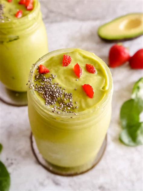 Strawberry Avocado Spinach Green Smoothie Dairy Free Perchance To Cook