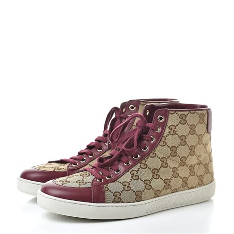 Gucci Monogram Womens High Top Sneakers 395 Ruby 517281