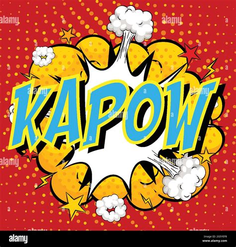 Word Kapow On Comic Cloud Explosion Background Illustration Stock