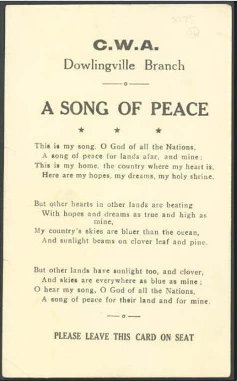 See more ideas about peace songs, songs, hanuman chalisa. The CWA and A Song of Peace | National Library of Australia