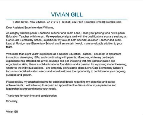 Education Cover Letter New Teacher Letters