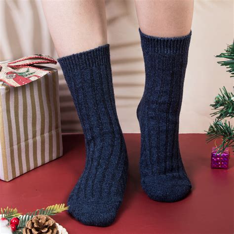 loritta 5 pairs warm wool socks for women thick knit thermal crew winter warm socks