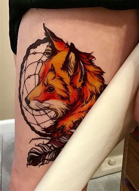 Fox Temporary Tattoo. Fox Tattoo. Dream Catcher Tattoo. Fox. Fake Tattoo. Leg Tattoo. Large ...