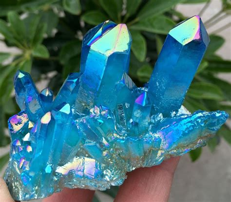 G Light Blue Quartz Crystal Titanium Coating Crystal Cluster