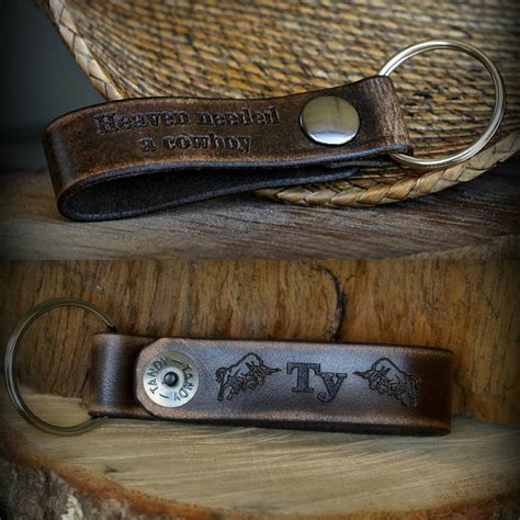 Personalized Leather Keychain Leather Keychain Key Chain Engraved
