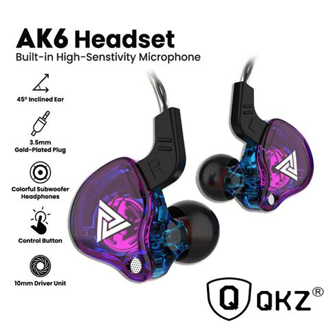 Qkz Ak6 High Fidelity Wire Earphones Universal 106db 12m 35mm Sports