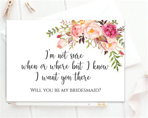Will You Be My Bridesmaid Printable Bridesmaid Card Bridesmaid | Etsy | Bridesmaid cards ...