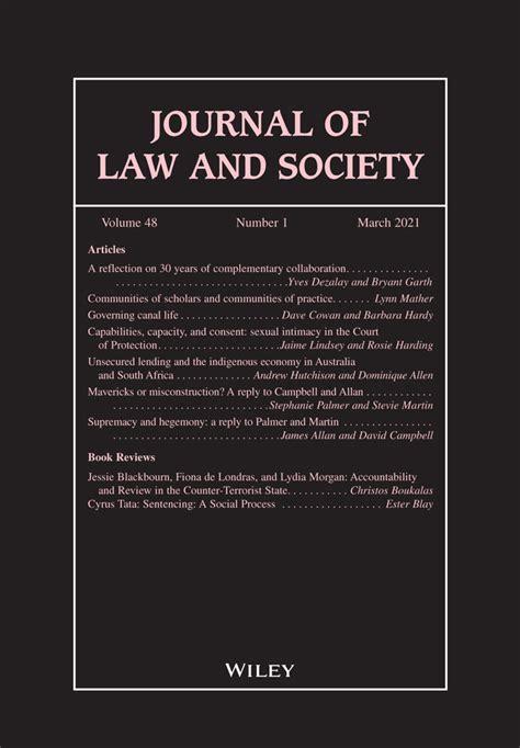 Journal Of Law And Society Vol 48 No 1