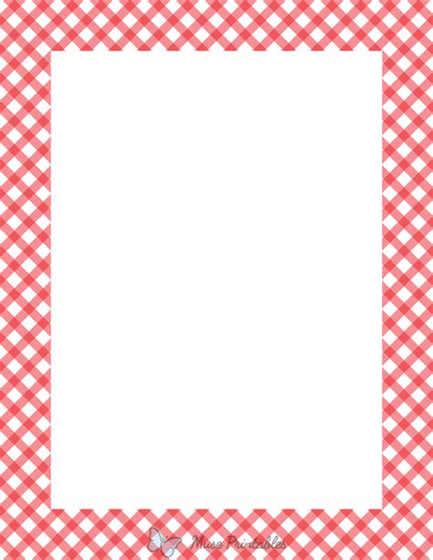 Printable Red And White Diagonal Gingham Page Border