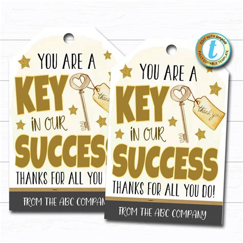 Employee Appreciation T Tag Thank You Success Key Worker Etsy