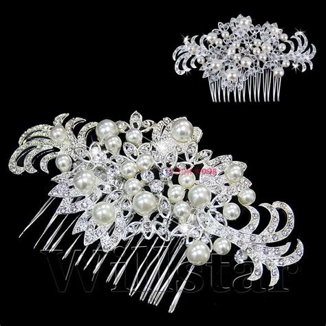 2016 New Wedding Bridal Hair Comb Jewelry Flower Pearl Crystal Tiaras