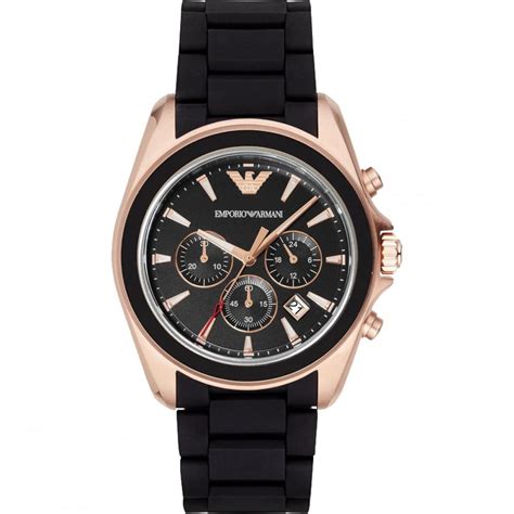 Shop mens emporio armani watches from watch republic for a stylish and versatile look. Emporio Armani Men's Black Rubber Rose Gold Chronograph ...