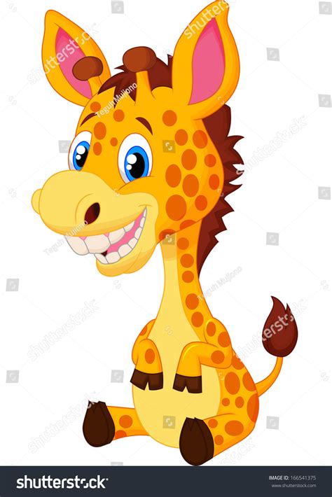 Cute Baby Giraffe Cartoon Stock Vector Illustration