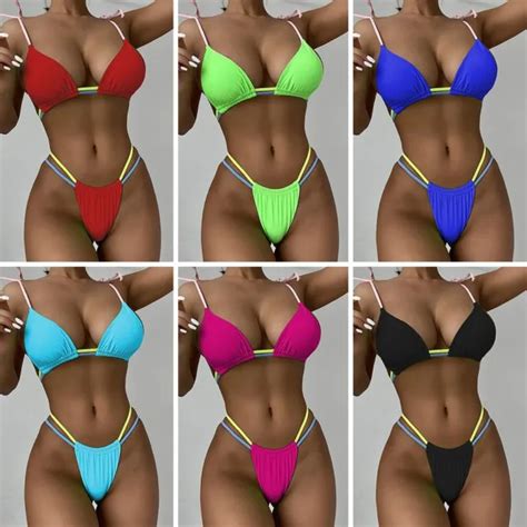 Womens Sexy Triangle Push Up Bikini Brazilian Swimwear String Thong