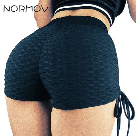 Normov Solid High Waist Yoga Shorts Feminino Summer Sexy Push Up Shorts Tights Women Black