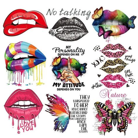 Iron On Transfer Girls Lips Patches Leopard Print Lips Patches For