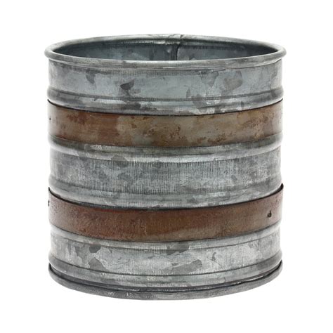 Stonebriar Collection Aged Galvanized Container With Rust Detail Trim