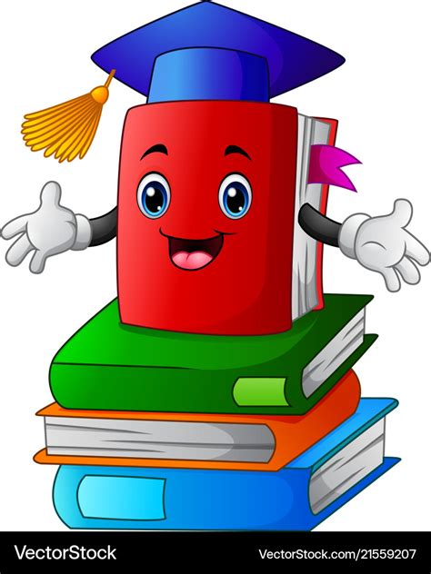 Book Cartoon On Pile Book Royalty Free Vector Image