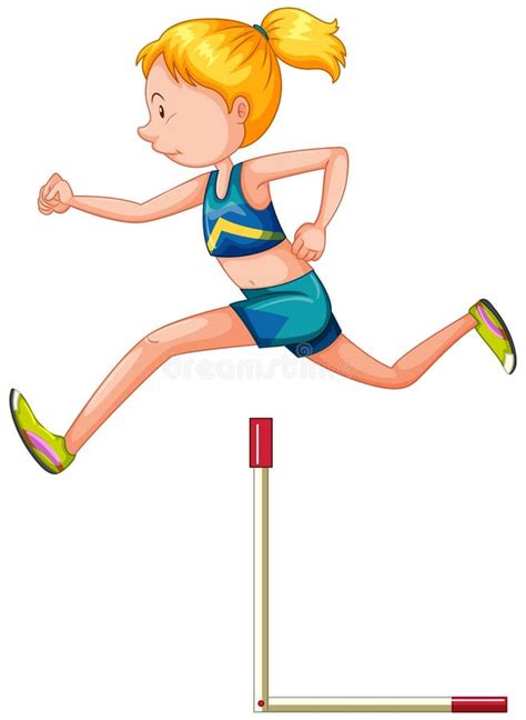 Girl Running Over Hurdle Stock Vector Illustration Of Drawing 154231822