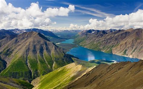 Herunterladen Hintergrundbild Berge Sommer Kathleen Lake See Yukon