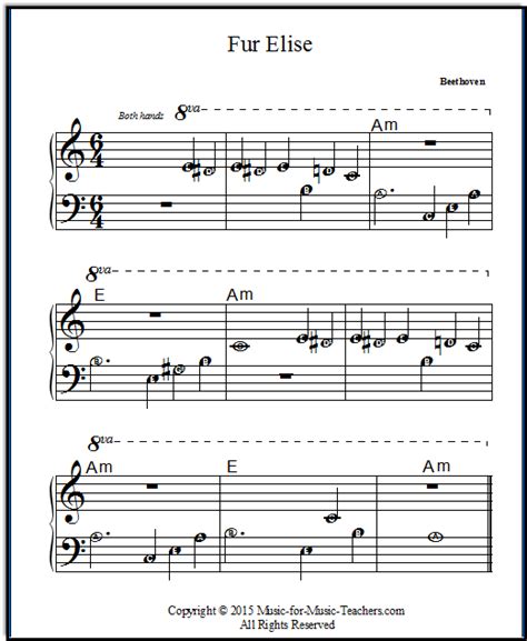 Simplified easy piano sheet music by beethoven. Original melody of Fur Elise with music letters on the notes | Fur elise sheet music, Piano ...