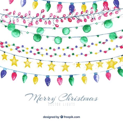 Free Vector Colourful Watercolour Christmas Lights