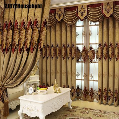 New European Style Curtain Fabric Embroidery Curtains For Living Dining