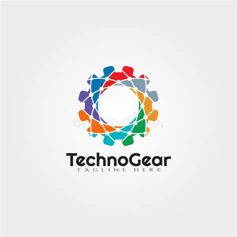 Vector Logo Design Technology With The Concept Of Gear Stock Vector