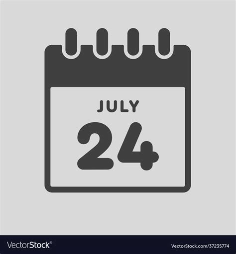 Icon Day Date 24 July Template Calendar Page Vector Image