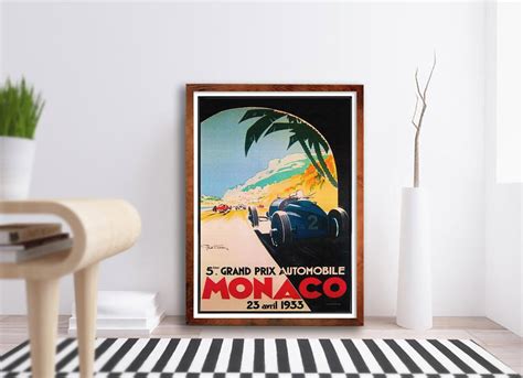 Monaco Vintage Poster Monacotravel Poster Monaco Print Etsy