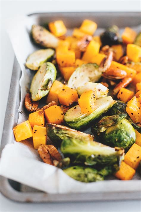 The key to a perfect roasted vegetable is a hot oven. Maple Roasted Brussels Sprouts And Butternut Squash ...