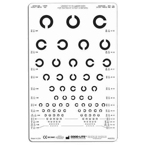 Landolt ‘c Distance Vision Chart 10ft 3 Meters