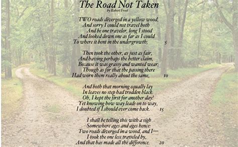 The Road Not Taken By Robert Frost Two Roads Diverged In A Wood And I