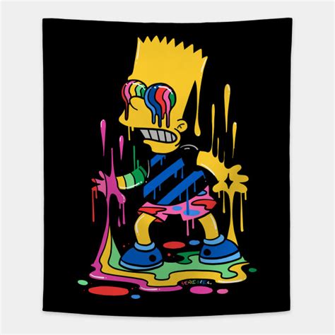 Daring hd wallpaper with the inscription locked, captures bart simpson's rebellious nature. Trippy Bart - Simpsons - Tapestry | TeePublic