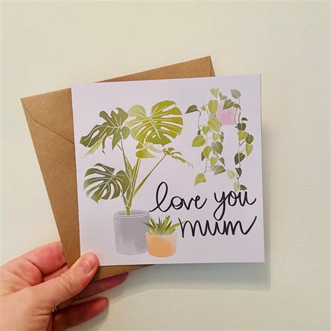 Mothers Day Card House Plants Mums Birthday Love You Etsy