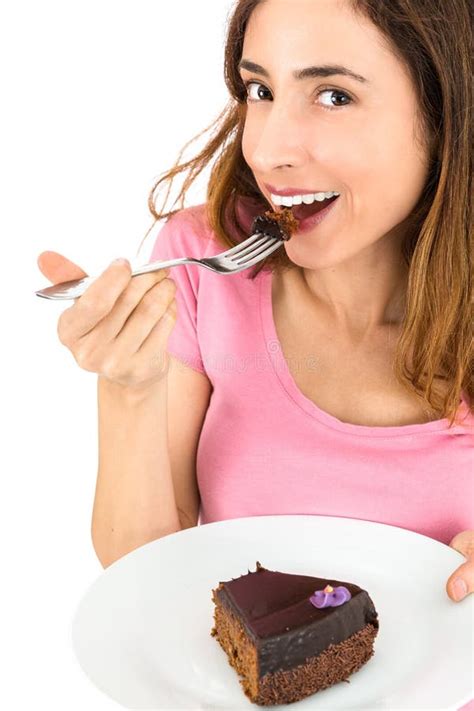 Woman Eating Cake Stock Image Image Of Sweet Beautiful 60596191
