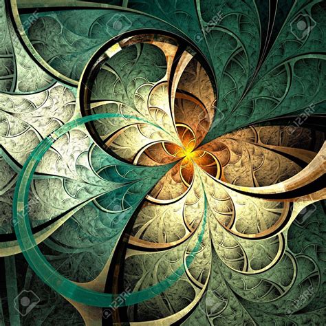 Dark Yellow Fractal Flower Digital Artwork Graphic Ad Fractal