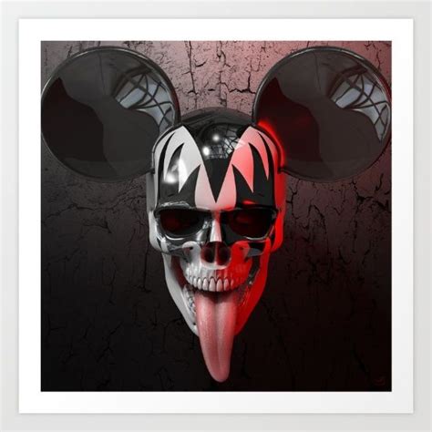 Mickey Kiss Skull Art Print By Urbano Rodriguez Society6
