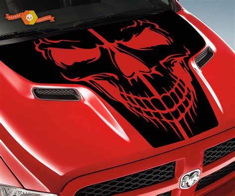 Dodge 2010 2018 Ram Rebel Hood Skull Logo Truck Vinyl Decal Graphic