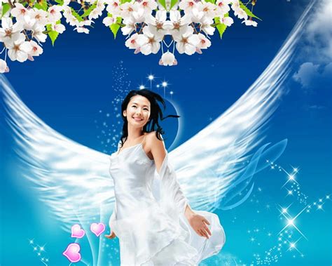 Beautiful Angel Wings Angel Flowers Smile Woman Hd Wallpaper Peakpx