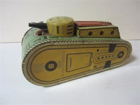 Vintage Marx Tin Litho Military Wind Up Tank Toy W Doughboy 1930s 10