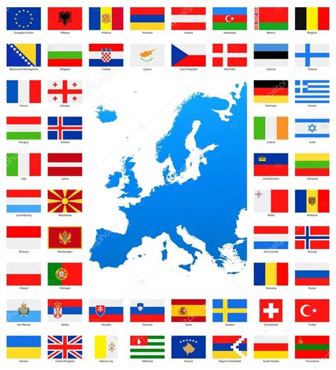 Karte und Flaggen Europas - volle Vector Collection ...