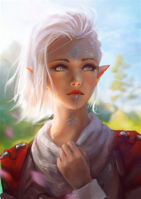 Women Artwork Fantasy Art Elves Elf Ears White Hair Nixri Wallpaper Resolution1448x2048 Id