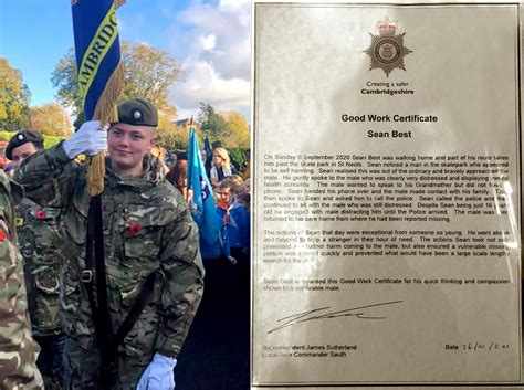 Cambs Cadet Awarded A Police Certificate For Army Cadets Uk