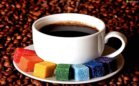 Zdjęcie Filiżanka, Kawy, Kolorowe, Kostki, Cukru