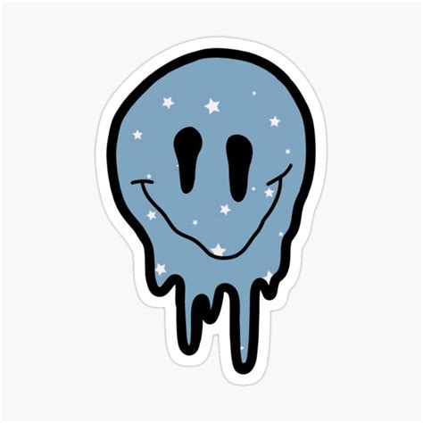 pastel blue star drippy smiley face Sticker by zarapatel in 2021 | Face