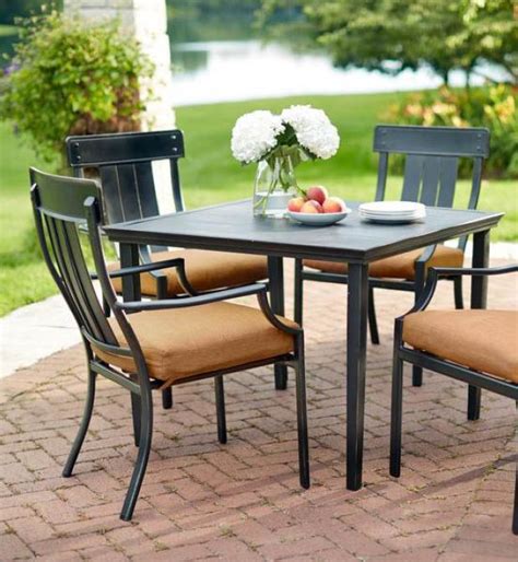 Hampton Bay Oak Heights Metal Square Outdoor Patio Dining Table D12237