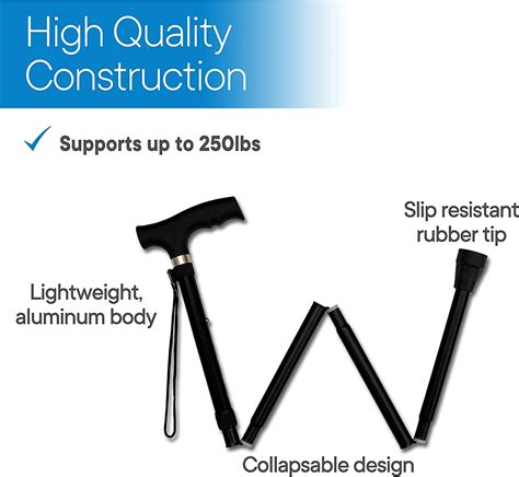 Buy Rms Folding Cane Foldable Adjustable Lightweight Aluminum