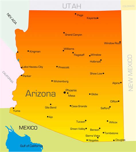 Arizona Map Geography Of Arizona Map Of Arizona World