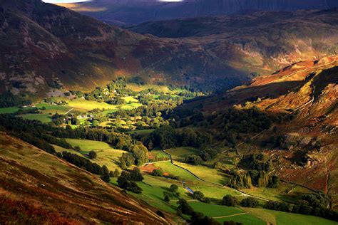 England The Valley The Hills The Village Autumn Light Slopes Trees